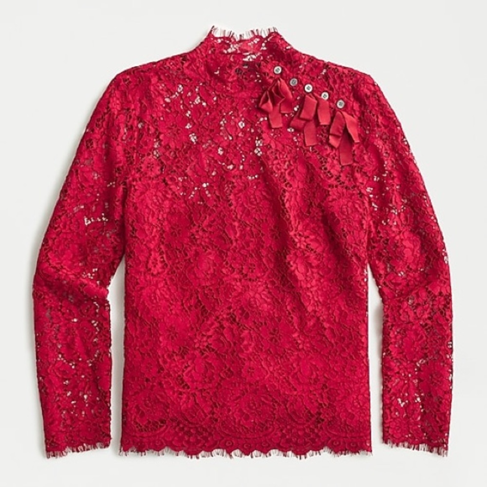 🌸 J. Crew Mockneck top in floral lace